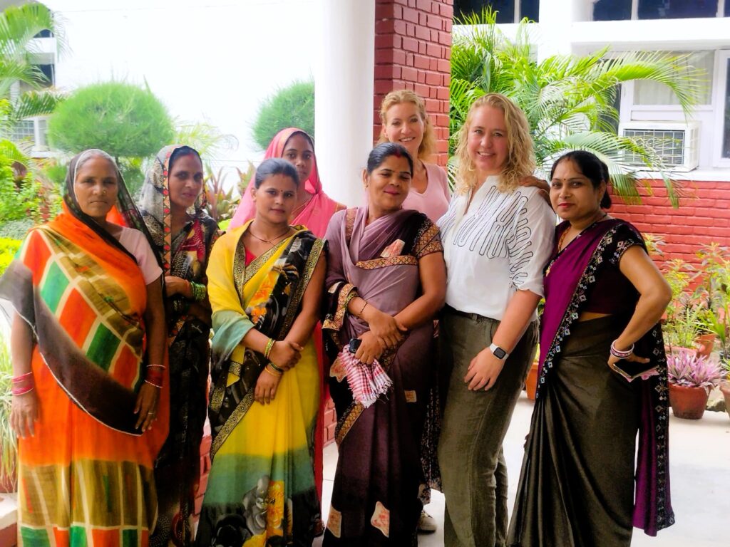 Women on Wings consultant Remke Vet with artisans from Sarayan Craft